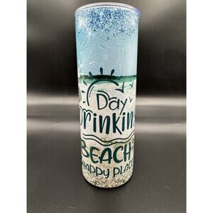 20oz skinny tumbler CUSTOM‎ MADE stainless steel with Lid/Straw DAY DRINKING